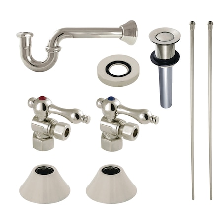 Kingston Brass CC43106VKB30 Plumbing Sink Trim Kit with P-Trap and Drain, Polished Nickel CC43106VKB30